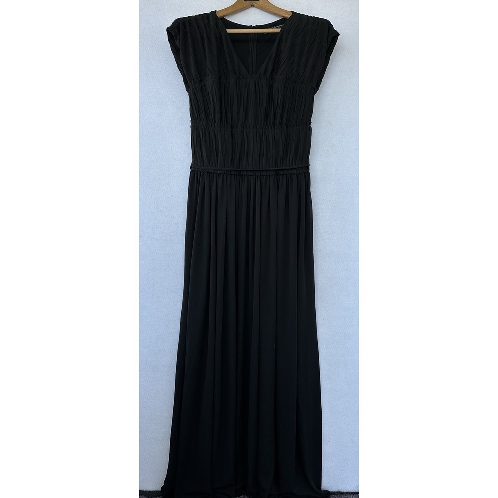 Peruvian Connection Maxi Dress Pleated Formal Womens S Black Excellent